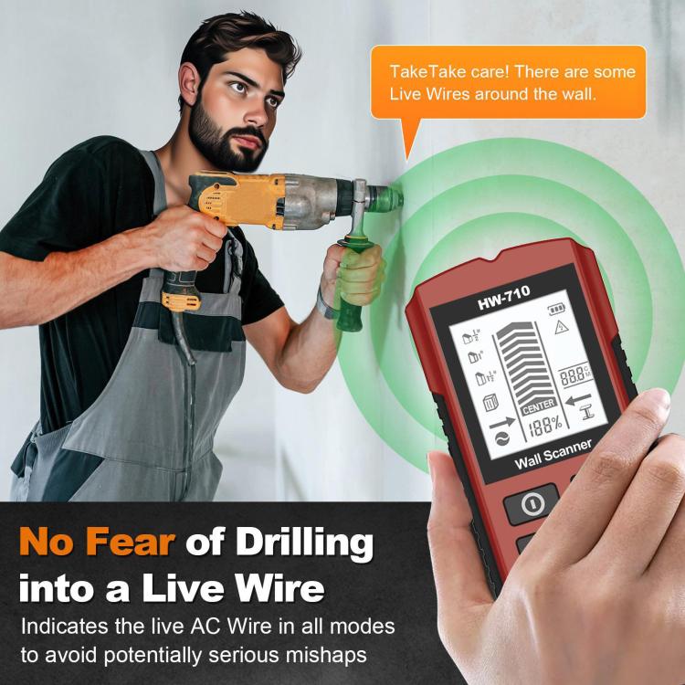 HW-710 5-in-1 Wall Scanner Metal Detector Stud Finder Measuring Instrument