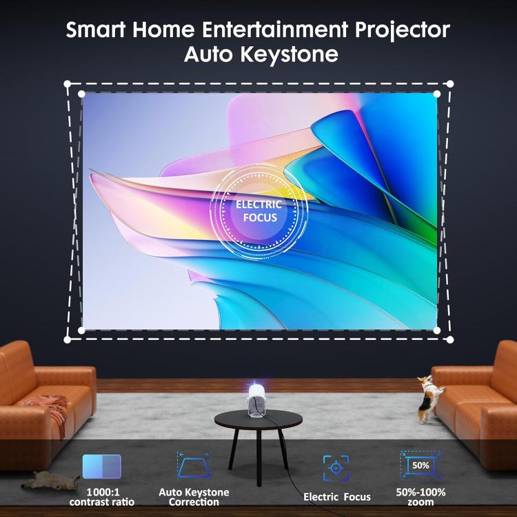 Cheerlux H1 Same Screen Version 1280x720P 180ANSI Smart Projector, with Gimbal