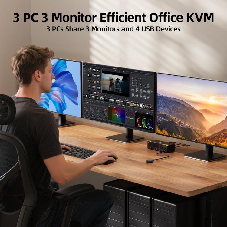 KCEVE KC-KVM303 USB 3.0 Dual Monitor 8K 60Hz KVM Switch