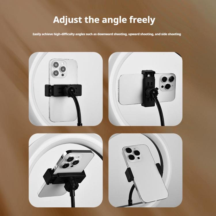 8 inch Striped Selfie Live Streaming Photography Lazy Stand LED Ring Fill Light Set, 8 inch