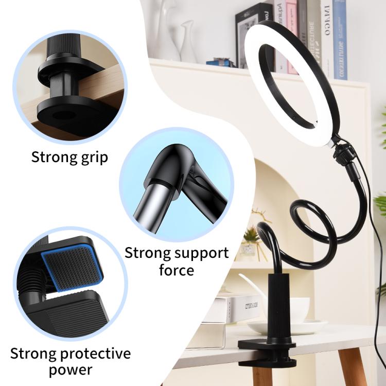 10 inch Striped Selfie Live Streaming Photography Lazy Stand LED Ring Fill Light Set, 10 inch