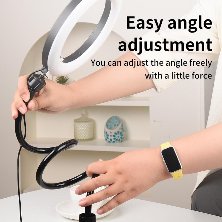 10 inch Striped Selfie Live Streaming Photography Lazy Stand LED Ring Fill Light Set, 10 inch