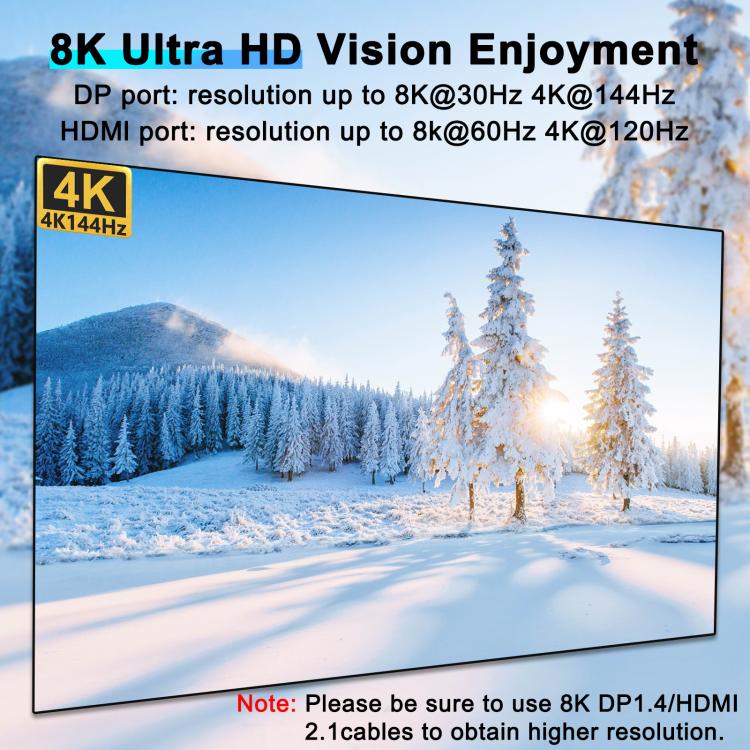 KCEVE KC-KVM403DH 4 IN 1 OUT DP/HD USB 3.0 4K 144Hz KVM Switch