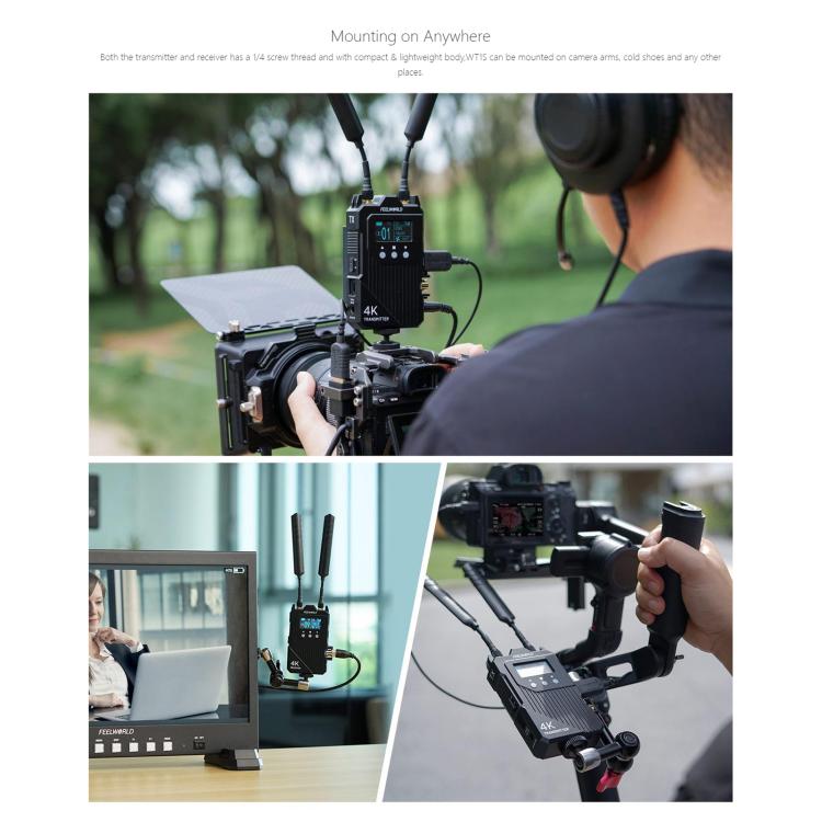 FEELWORLD WT1S 4K Wireless Video Transmission System SDI + Dual HDMI-compatible Full Duplex Intercom Live Streaming, WT1S