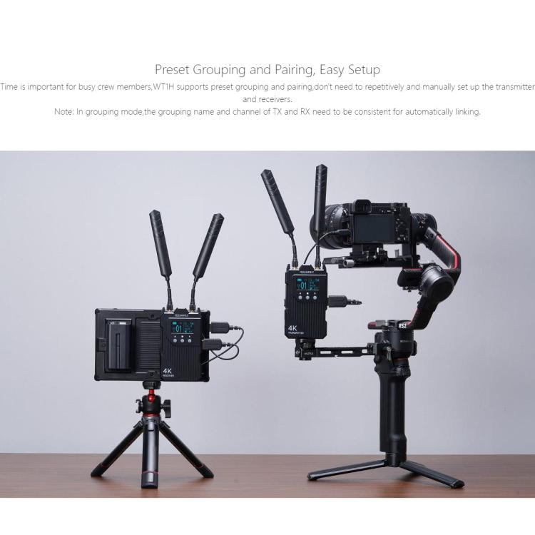 FEELWORLD WT1H 4K Wireless Video Transmission System Dual HDMI-compatible Full Duplex Intercom Live Streaming, WT1H
