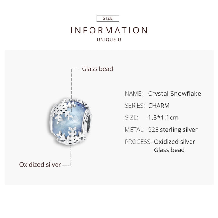 S925 Sterling Silver Crystal Snowflake Beads DIY Bracelet Necklace Accessories