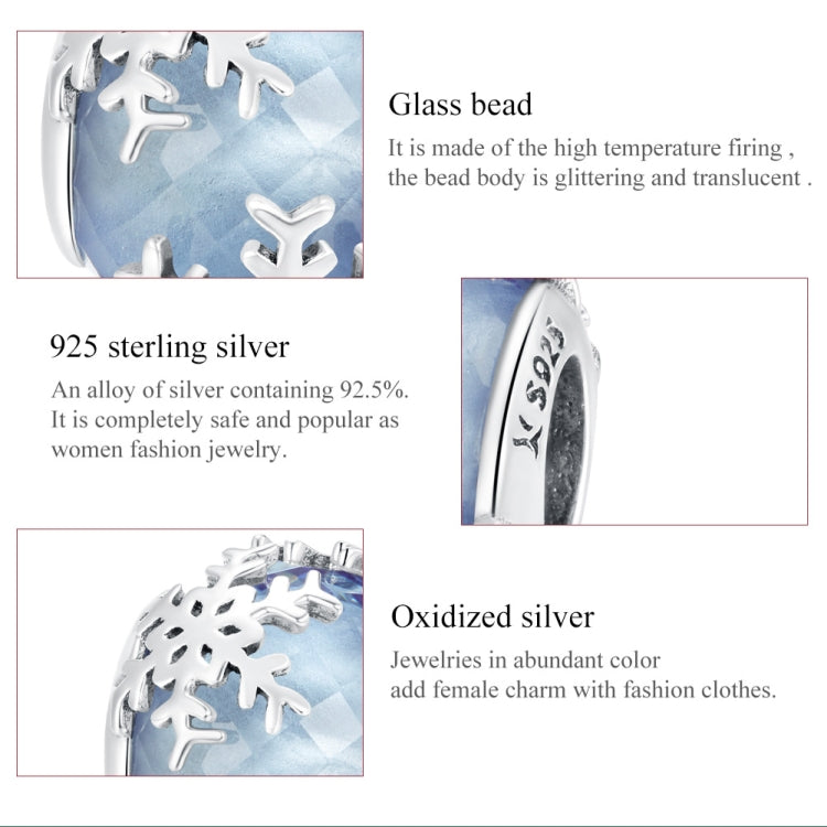 S925 Sterling Silver Crystal Snowflake Beads DIY Bracelet Necklace Accessories