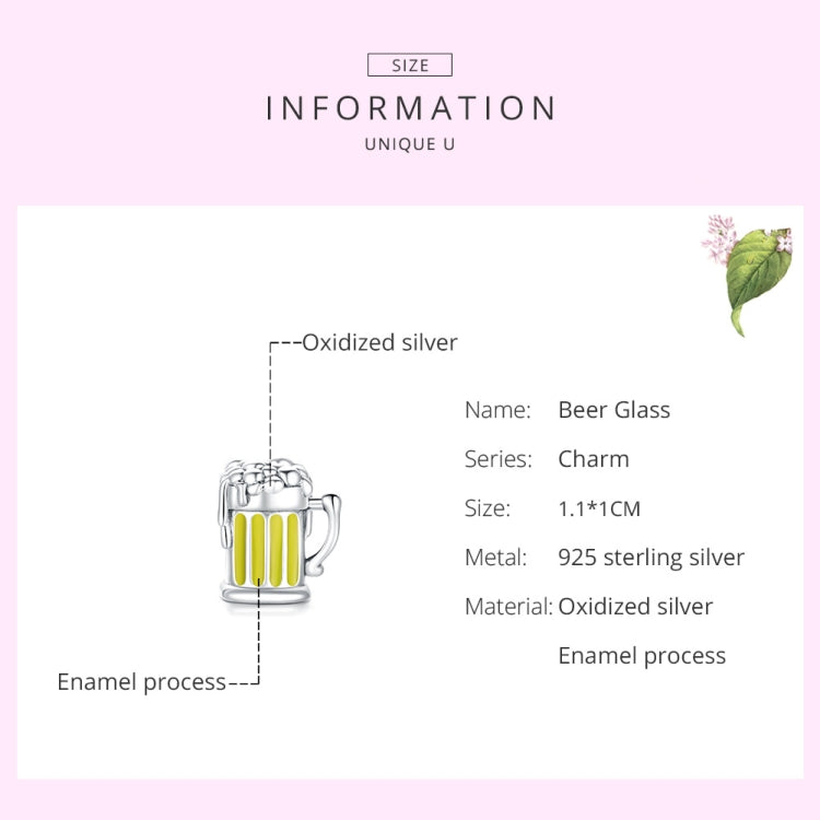 S925 Sterling Silver Beer Mug Beads DIY Bracelet Necklace Accessories