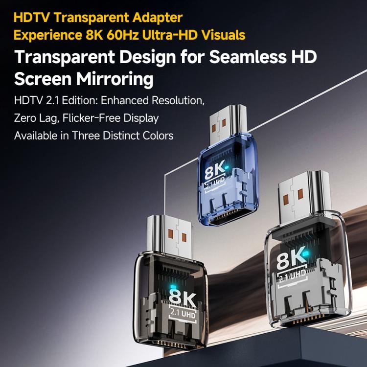 8K 60Hz HDTV 2.1 Male to HDTV 2.1 Female Ultra HD Transparent Adapter