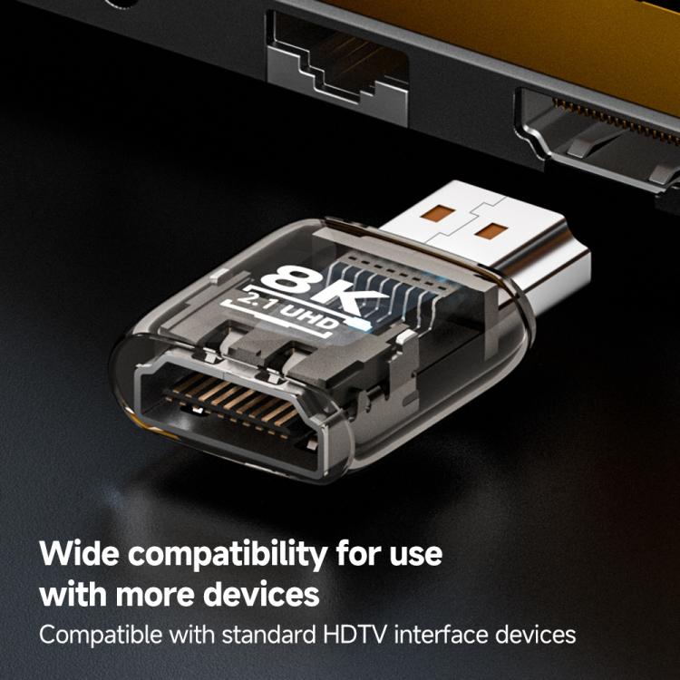 8K 60Hz HDTV 2.1 Male to HDTV 2.1 Female Ultra HD Transparent Adapter