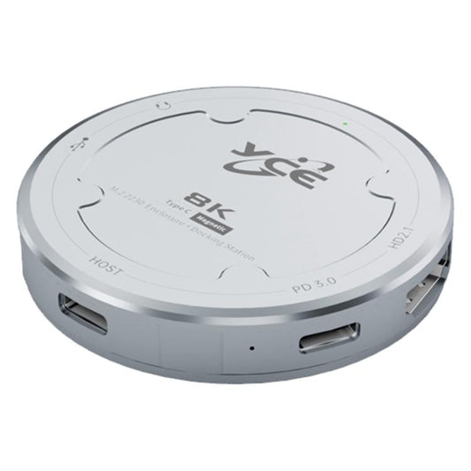 YCE-V195J USB-C / Type-C to PD3.0, HD2.1, USB3.2, 3.5mm, M.2 NVMe Magnetic Hard Drive Enclosure, YCE-V195J