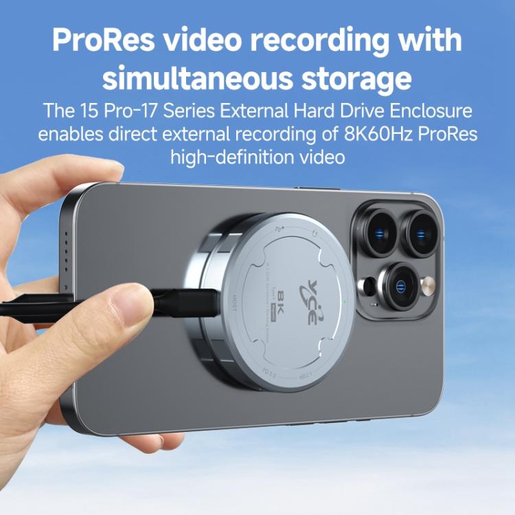 YCE-V195J USB-C / Type-C to PD3.0, HD2.1, USB3.2, 3.5mm, M.2 NVMe Magnetic Hard Drive Enclosure, YCE-V195J