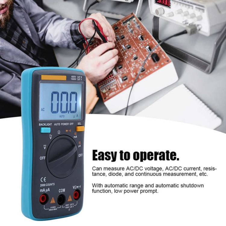 ZT98 CAT III  600V Portable Digital Multimeter 2000 Counts Back-light AC / DC Current Voltage Tester Meter with LCD Screen & Holder