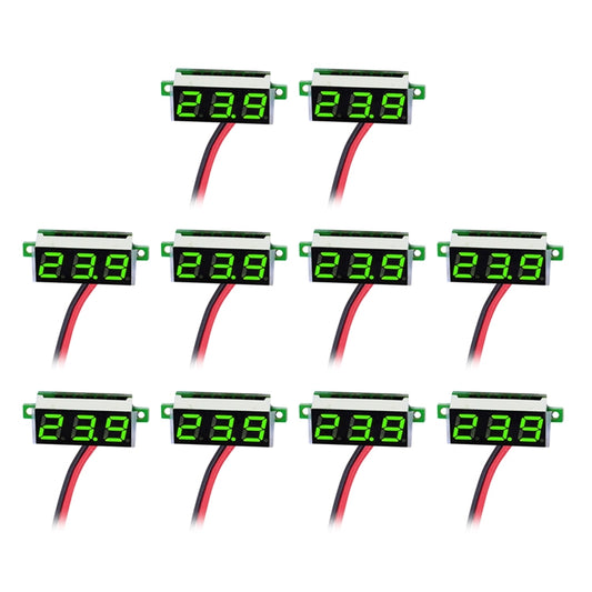 10 PCS 0.36 inch 2 Wires Digital Voltage Meter, Color Light Display, Measure Voltage: DC 2.5-30V