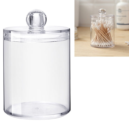 Transparent Round Plastic Cosmetic Box Cotton Swab Storage Box