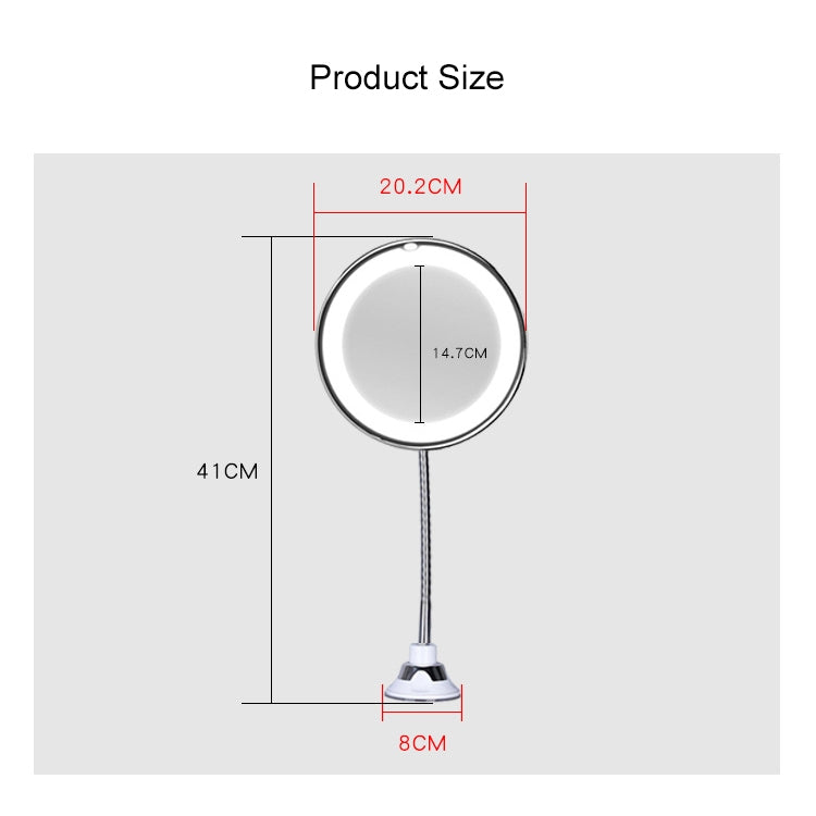 Suction Cup Type LED Lighted Makeup Mirror Flexible Wall Mounted Folding Mirror