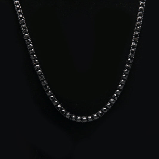 Mens Hip Hop Punk Single Row Crystal Inlaid Alloy Chain Necklace, Size: 24 inch