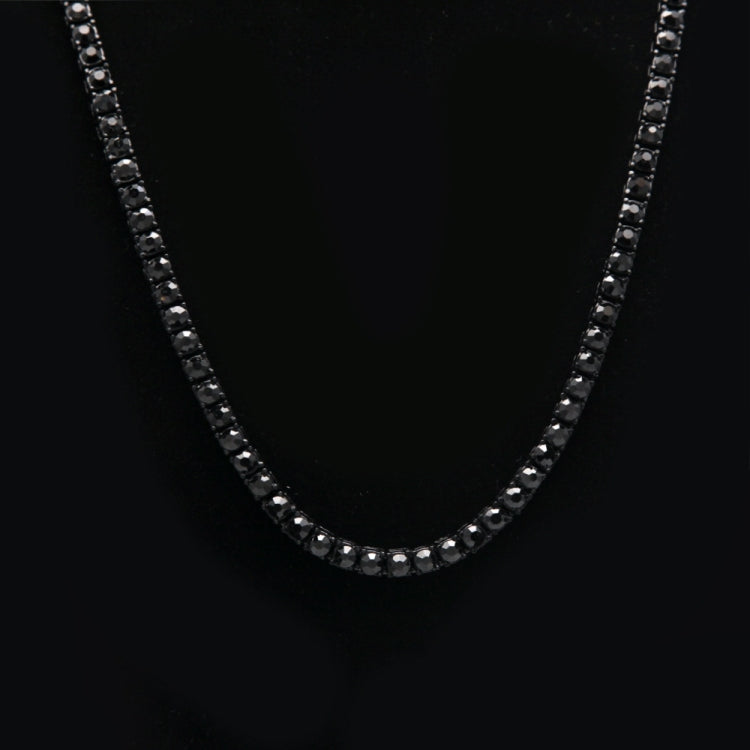 Mens Hip Hop Punk Single Row Crystal Inlaid Alloy Chain Necklace, Size: 24 inch