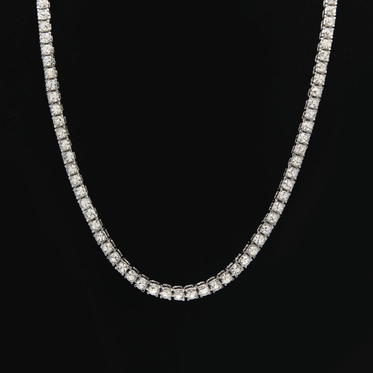 Mens Hip Hop Punk Single Row Crystal Inlaid Alloy Chain Necklace, Size: 24 inch