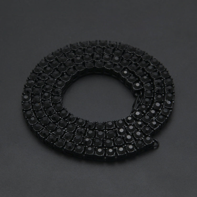 Mens Hip Hop Punk Single Row Crystal Inlaid Alloy Chain Necklace, Size: 30 inch