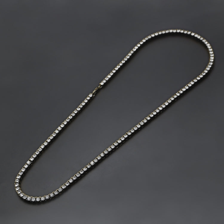 Mens Hip Hop Punk Single Row Crystal Inlaid Alloy Chain Necklace, Size: 30 inch