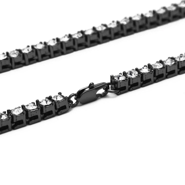 Mens Hip Hop Punk Single Row Crystal Inlaid Alloy Chain Necklace, Size: 30 inch