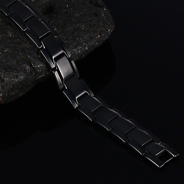 Europe and America Style Fashion Men Jewelry Stainless Steel + Black Plating Magnetic Health Bracelet, Size: 12mm*22cm (Black)