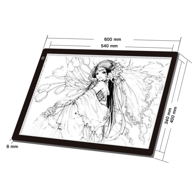 A2 Size 23W 12V  LED Three Level of Brightness Dimmable Acrylic Copy Boards for Anime Sketch Drawing Sketchpad, with Power Adapter, A2 with Power Adapter