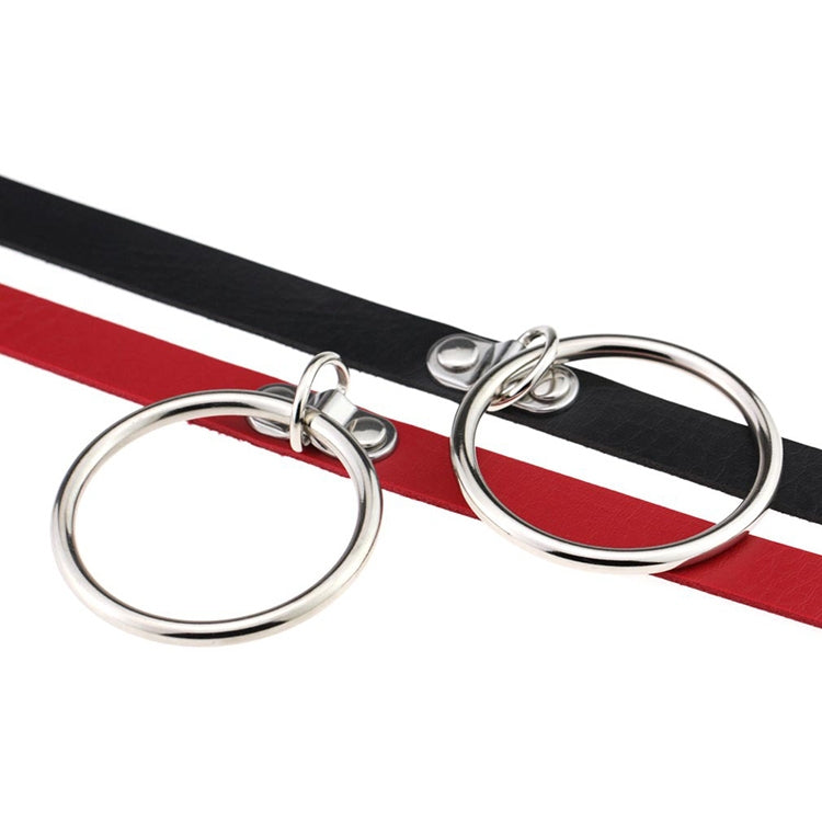 2 PCS European and American Style Punk O-shaped Big Ring Popular Leather Necklace Collar, Random Color Delivery
