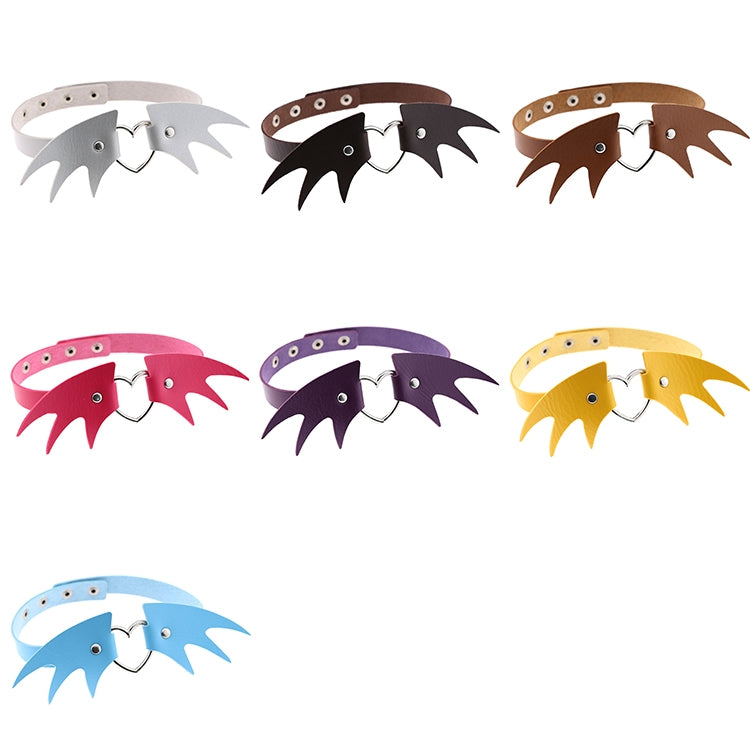 2 PCS European and American Punk Style Fashion Demon Wing Styling Leather Necklace Collar, Random Color Delivery