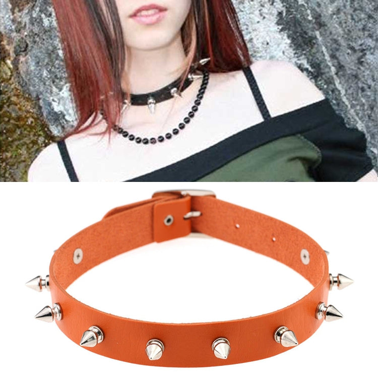 Punk Style Fashion Street Dance Rock Leather Rivet Necklace Collar, Random Color Delivery