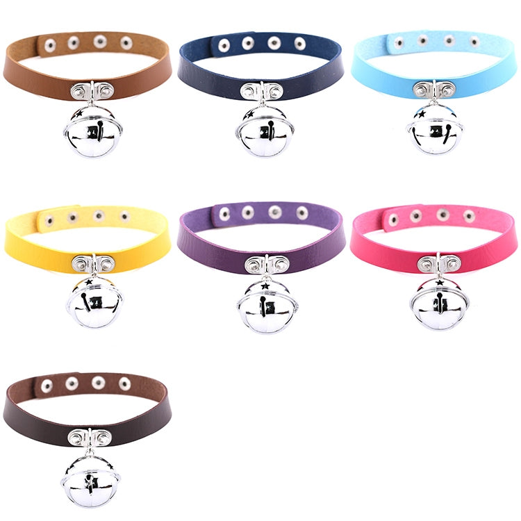 2 PCS Japanese Punk Style Rock Leather Collar Bell Pendant Female Clavicle Neck Necklace, Random Color Delivery