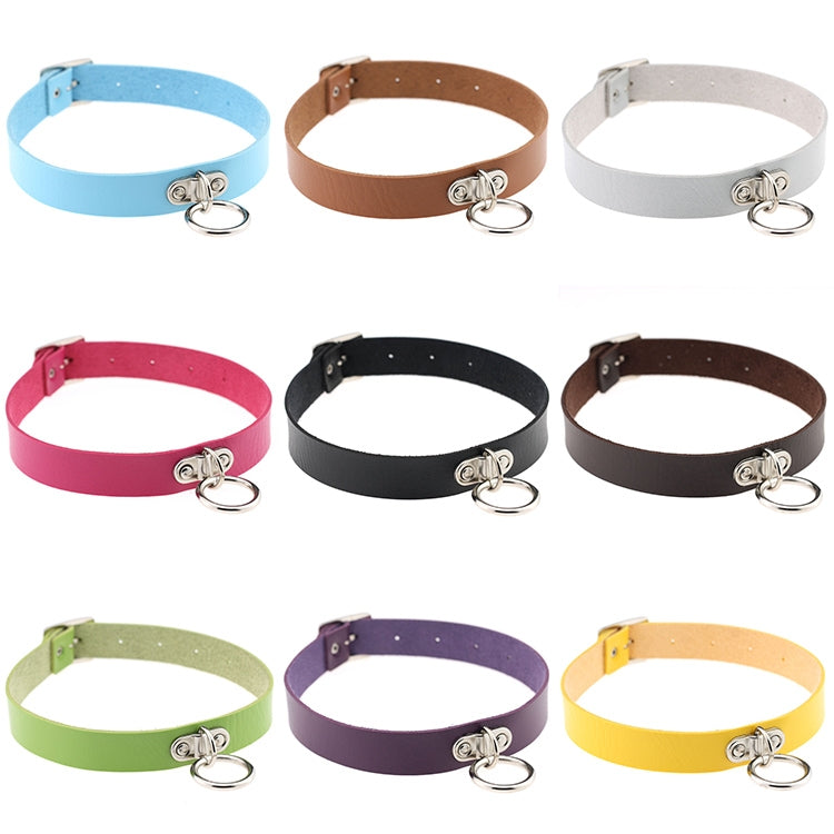 2 PCS Harajuku Punk Style Rivets Heart Lock Collar Fashion Trendy Leather Necklace, Random Color Delivery