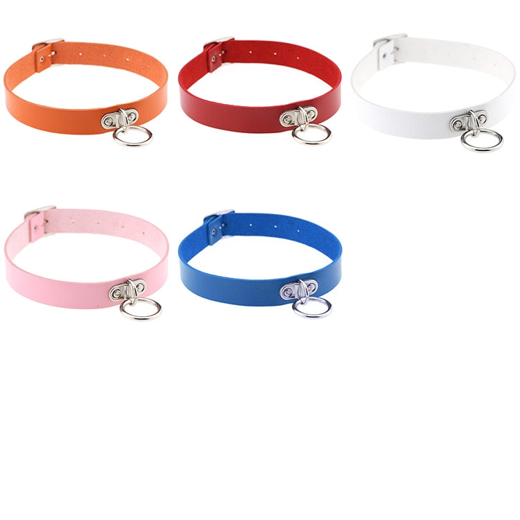 2 PCS Harajuku Punk Style Rivets Heart Lock Collar Fashion Trendy Leather Necklace, Random Color Delivery