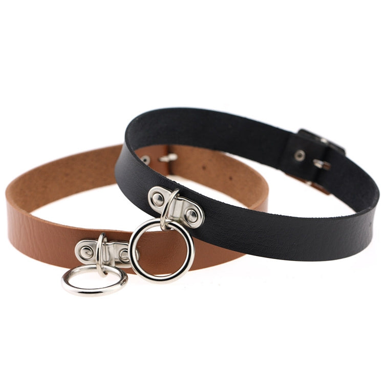 2 PCS Harajuku Punk Style Rivets Heart Lock Collar Fashion Trendy Leather Necklace, Random Color Delivery