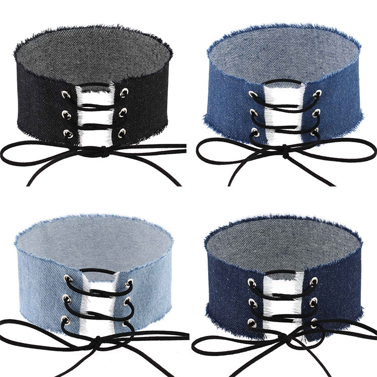 2 PCS European and American Retro Personality Burr Tie Bowknot Cowboy Collar Fashion Wide Collar Bone Necklace, Random Color Delivery