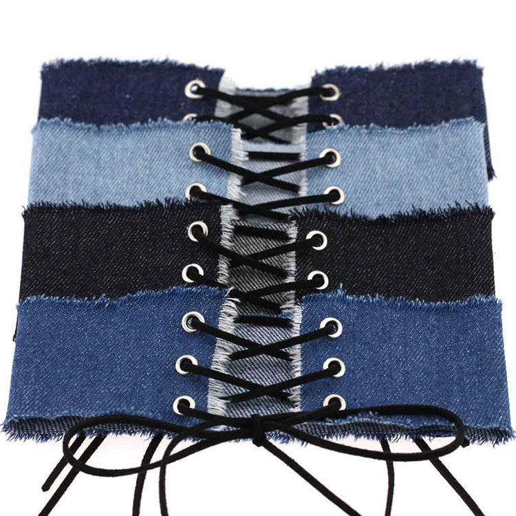 2 PCS European and American Retro Personality Burr Tie Bowknot Cowboy Collar Fashion Wide Collar Bone Necklace, Random Color Delivery