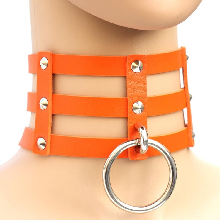 Harajuku Fashion Punk Gothic Rivets Collar Hand 3-rows Caged Leather Collar Necklace