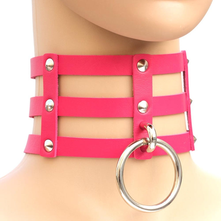 Harajuku Fashion Punk Gothic Rivets Collar Hand 3-rows Caged Leather Collar Necklace