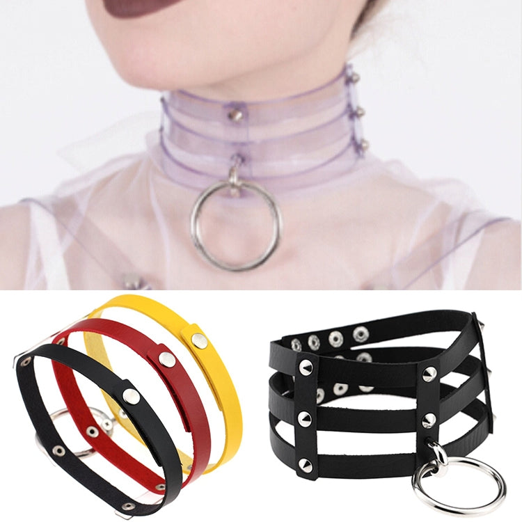 Harajuku Fashion Punk Gothic Rivets Collar Hand 3-rows Caged Leather Collar Necklace