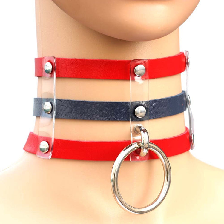 Harajuku Fashion Punk Gothic Rivets Collar Hand 3-rows Caged Leather Collar Necklace