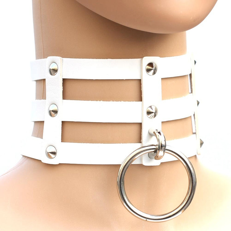 Harajuku Fashion Punk Gothic Rivets Collar Hand 3-rows Caged Leather Collar Necklace
