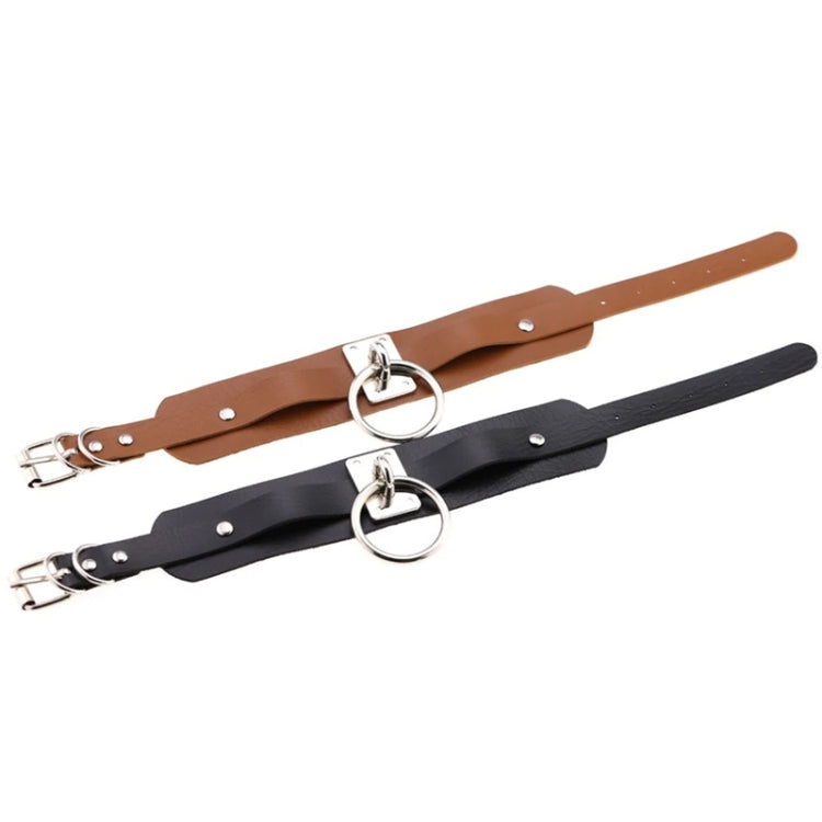 European and American Harajuku PU Leather Silver Single Ring Collar Wide Street-Snap Nightclub O-shaped Choker Necklace