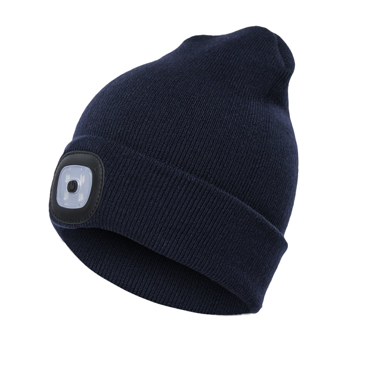 Unisex Warm Winter Polyacrylonitrile Knit Hat Adult Head Cap with 4 LED Lights