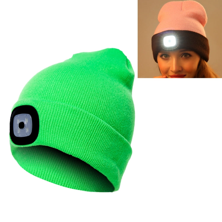 Unisex Warm Winter Polyacrylonitrile Knit Hat Adult Head Cap with 4 LED Lights