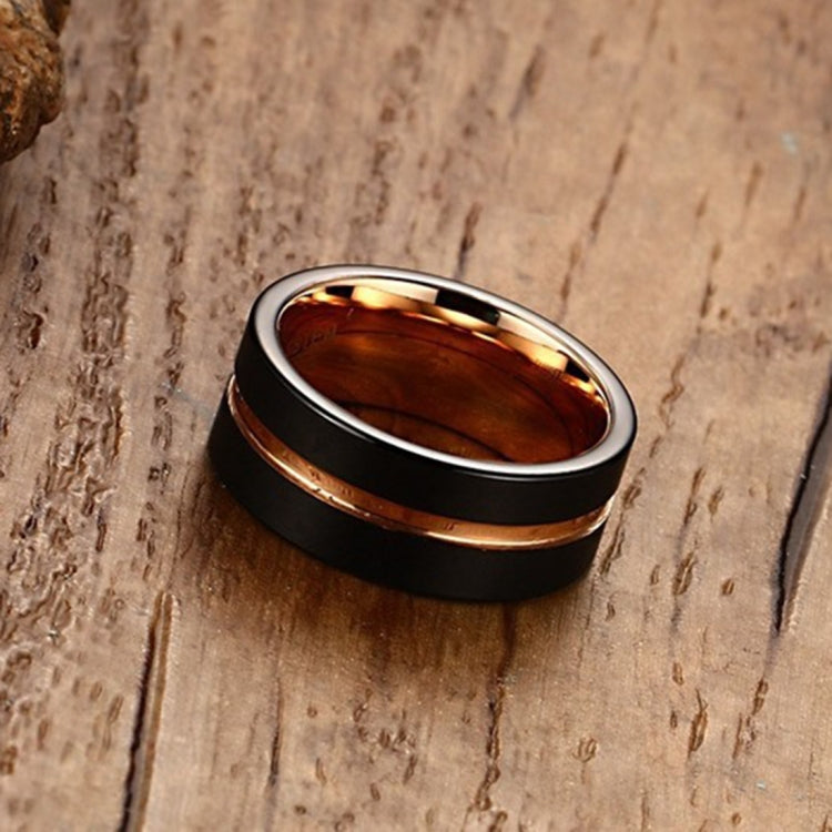 Europe and America Style Men Classic Ring Pure Tungsten Carbide Hand-brushed Rose Gold Plating Ring, Size: 7 Diameter: 17.4mm, Perimeter: 55mm