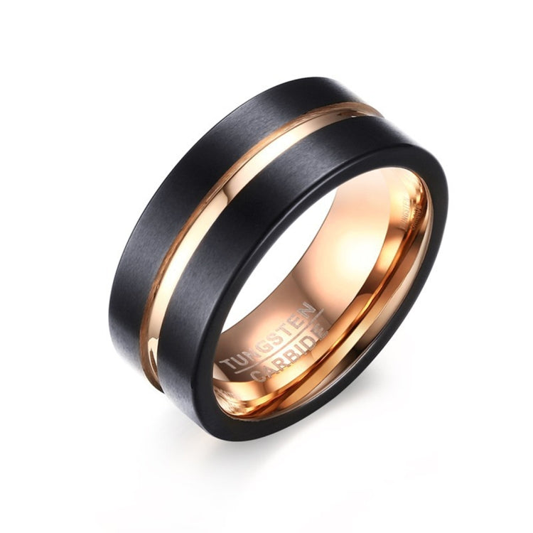 Europe and America Style Men Classic Ring Pure Tungsten Carbide Hand-brushed Rose Gold Plating Ring, Size: 12, Diameter: 21.5mm, Perimeter: 67.5mm