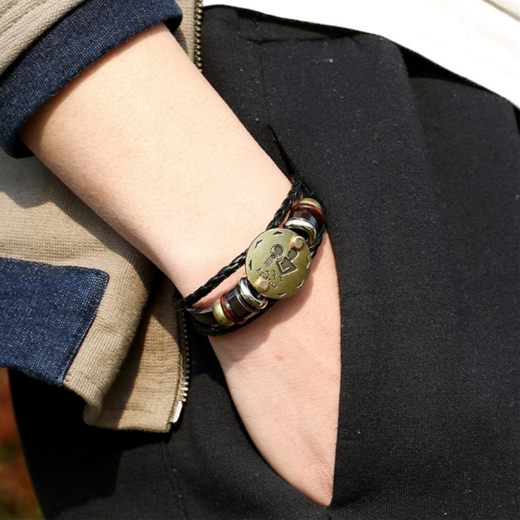 2 PCS Couple Lovers Jewelry Leather Braided Constellation Detail Hand Chain Bracelet, Size: 21*1.2cm