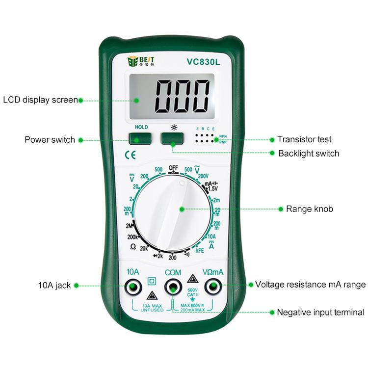 BEST-VC830L Professional Repair Tool Pocket Digital  Multimeter