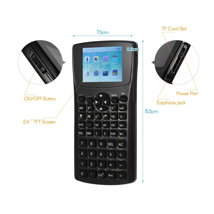 Multi-function Portable 2.4 inch Display Screen Scientific Calculator, Support Sound Recording / Radio / Music & Video Playing / Picture Browsing